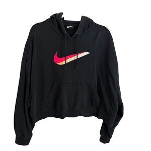 Nike Sportswear Icon Clash Fleece Hoodie Womens Medium Black Swoosh Oversized